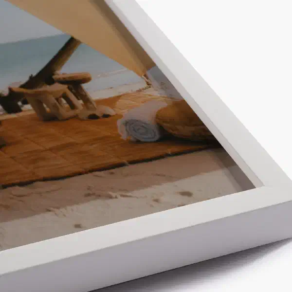 I walk the shore — white frame detail