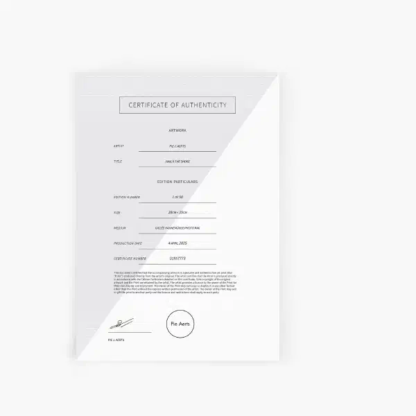 I walk the shore — certificate