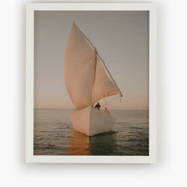 The dhow — white frame overhead